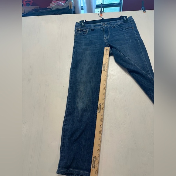 Cache Bootcut Jeans Size 2 Dark Wash Embellished Back Pockets Mid Rise - Picture 10 of 10
